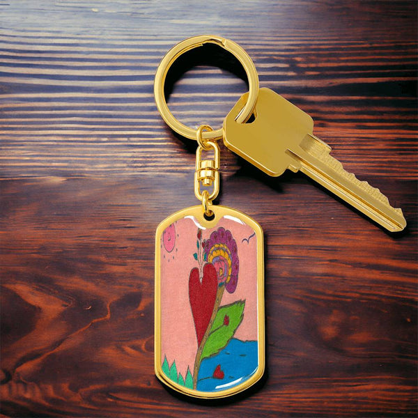 Upright in Heart (My Valentine's), Graphic Dog Tag Keychain