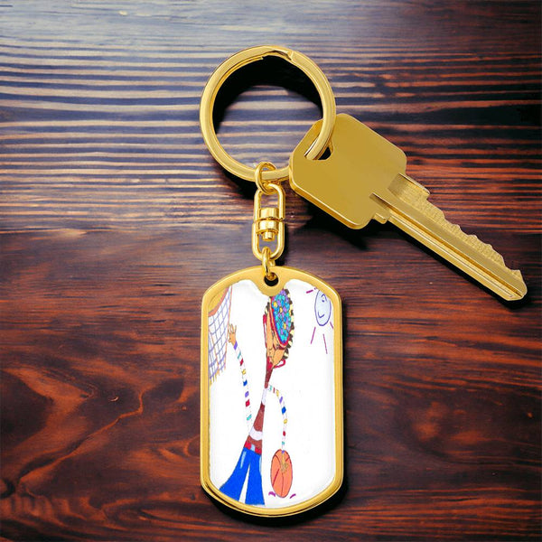 Dribble, Graphic Dog Tag Keychain