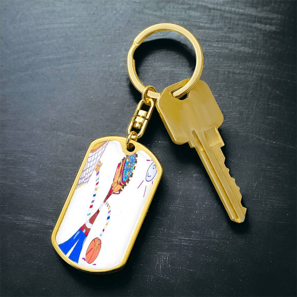 Dribble, Graphic Dog Tag Keychain