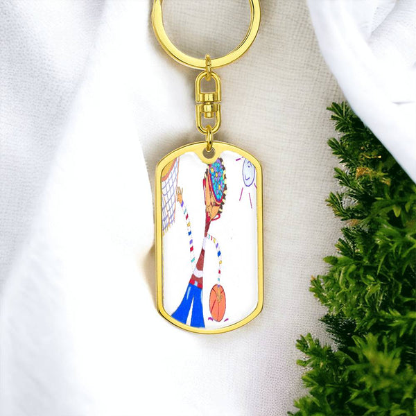 Dribble, Graphic Dog Tag Keychain