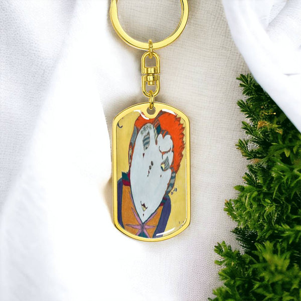 Red Head, Graphic Dog Tag Keychain