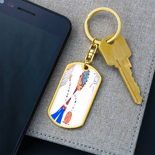 Dribble, Graphic Dog Tag Keychain