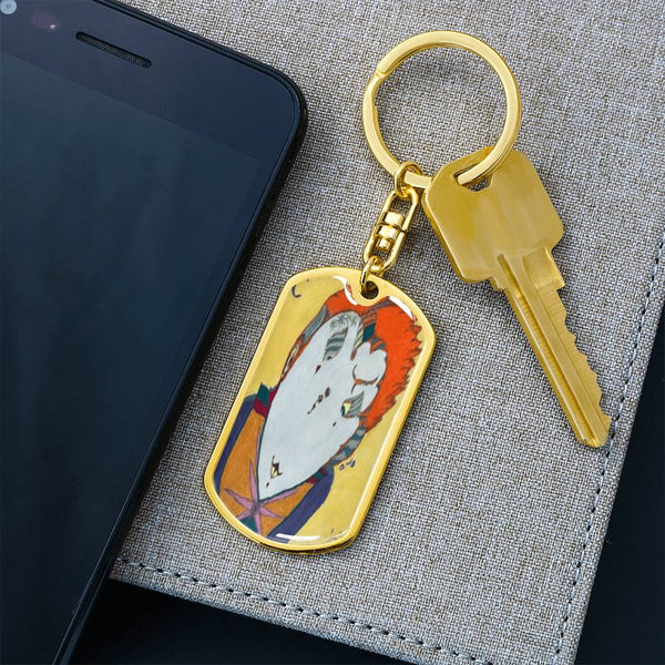 Red Head, Graphic Dog Tag Keychain