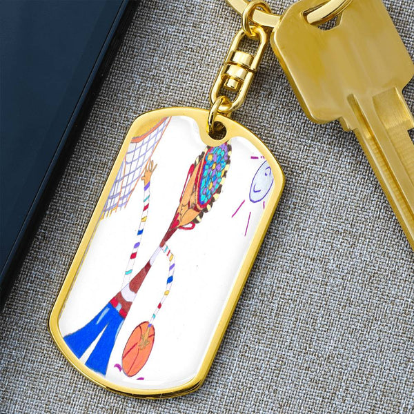 Dribble, Graphic Dog Tag Keychain