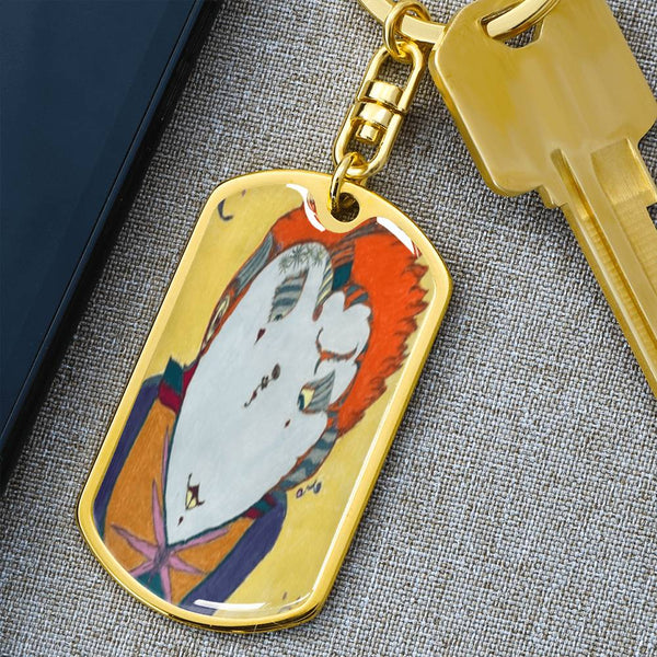 Red Head, Graphic Dog Tag Keychain