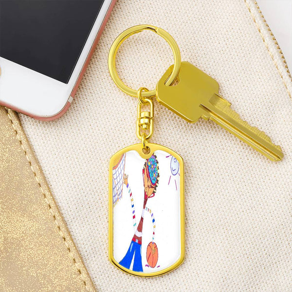 Dribble, Graphic Dog Tag Keychain