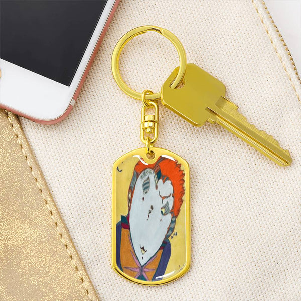 Red Head, Graphic Dog Tag Keychain