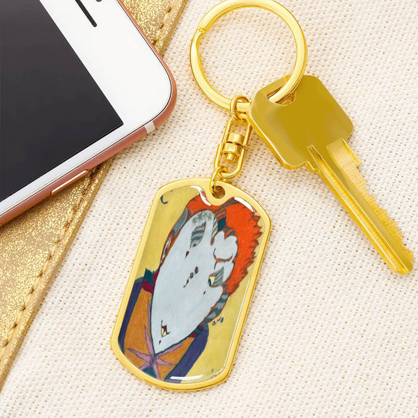 Red Head, Graphic Dog Tag Keychain