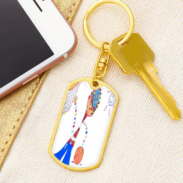 Dribble, Graphic Dog Tag Keychain