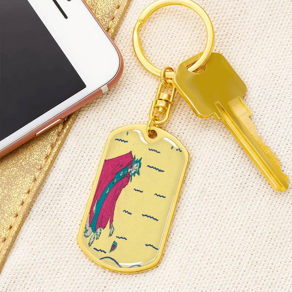 Noble Queen of Hearts, Graphic Dog Tag Keychain