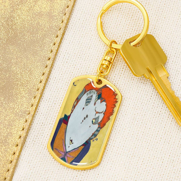 Red Head, Graphic Dog Tag Keychain