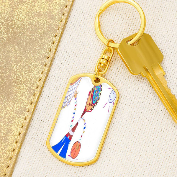 Dribble, Graphic Dog Tag Keychain