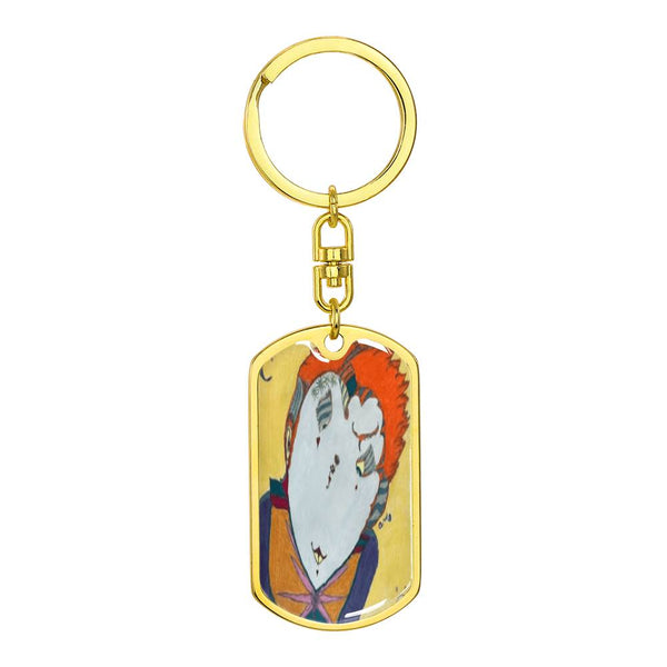 Red Head, Graphic Dog Tag Keychain
