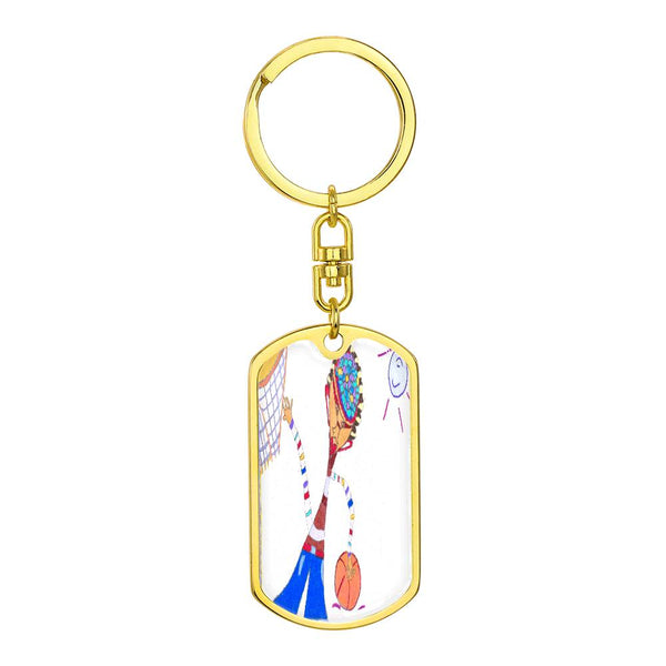 Dribble, Graphic Dog Tag Keychain