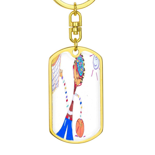 Dribble, Graphic Dog Tag Keychain