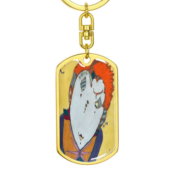 Red Head, Graphic Dog Tag Keychain