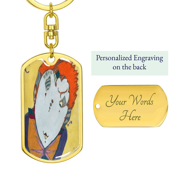 Red Head, Graphic Dog Tag Keychain