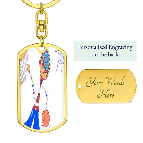 Dribble, Graphic Dog Tag Keychain