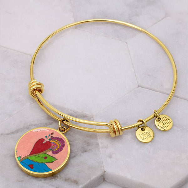 Upright in Heart (My Valentine's) Circle Bangle.