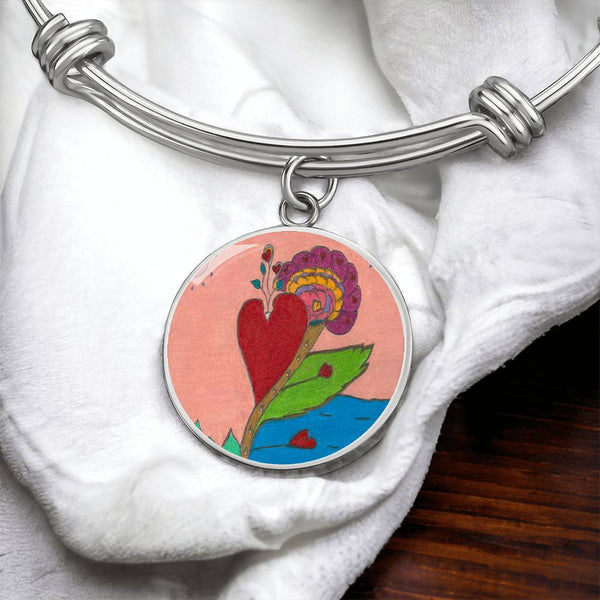 Upright in Heart (My Valentine's) Circle Bangle.