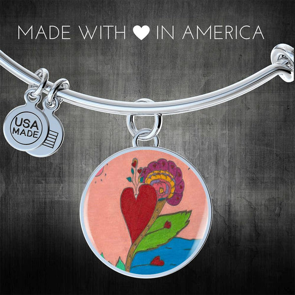 Upright in Heart (My Valentine's) Circle Bangle.