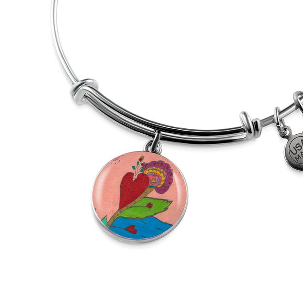 Upright in Heart (My Valentine's) Circle Bangle.