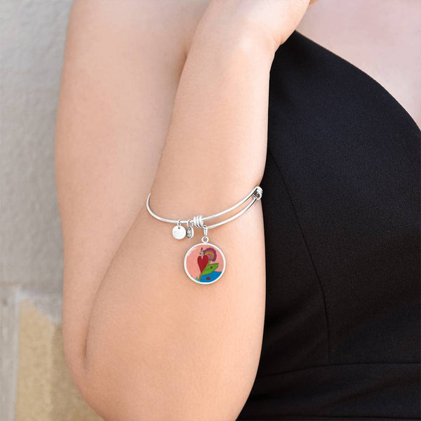 Upright in Heart (My Valentine's) Circle Bangle.