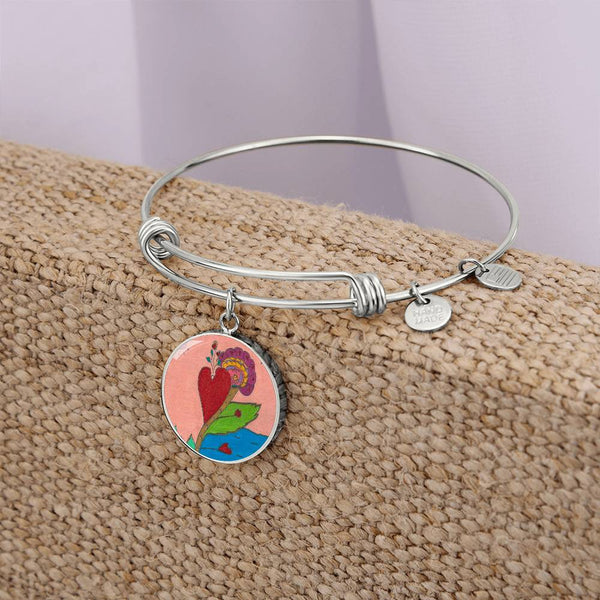 Upright in Heart (My Valentine's) Circle Bangle.