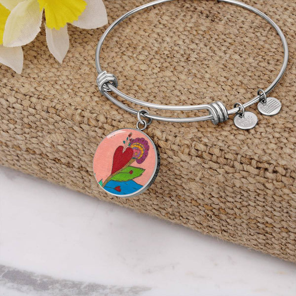 Upright in Heart (My Valentine's) Circle Bangle.