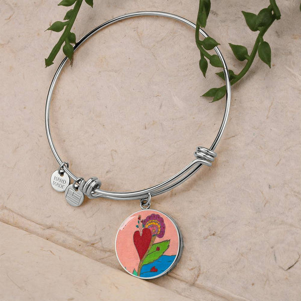 Upright in Heart (My Valentine's) Circle Bangle.