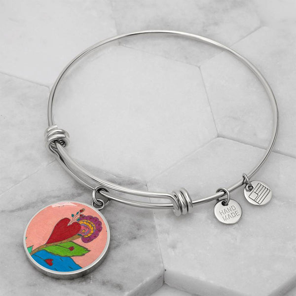 Upright in Heart (My Valentine's) Circle Bangle.