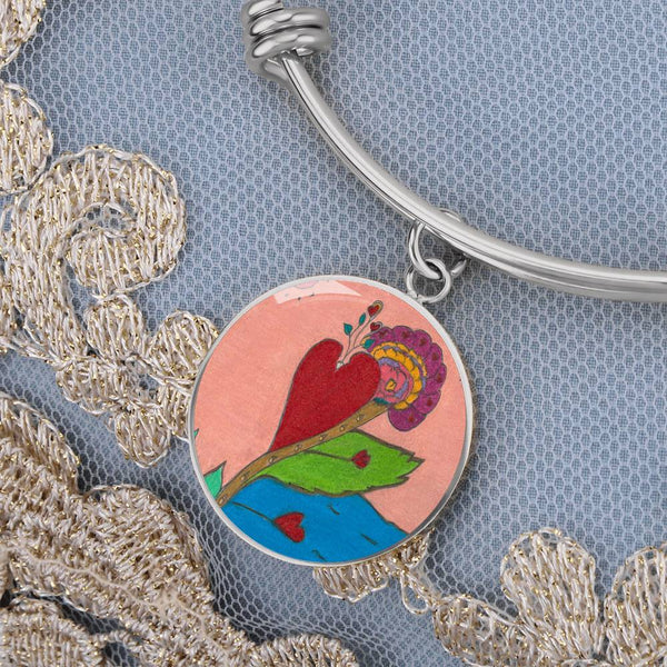 Upright in Heart (My Valentine's) Circle Bangle.