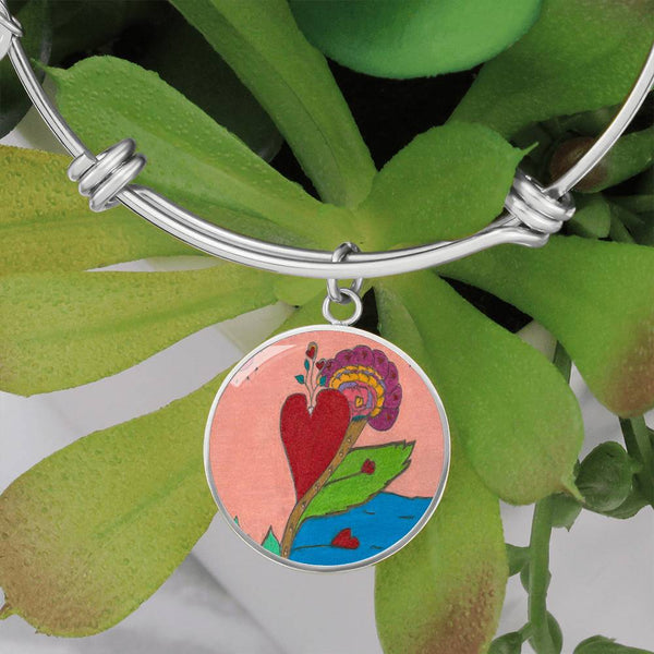 Upright in Heart (My Valentine's) Circle Bangle.