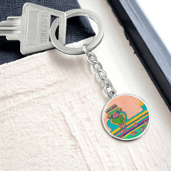 Brave Heart, Graphic Circle Keychain