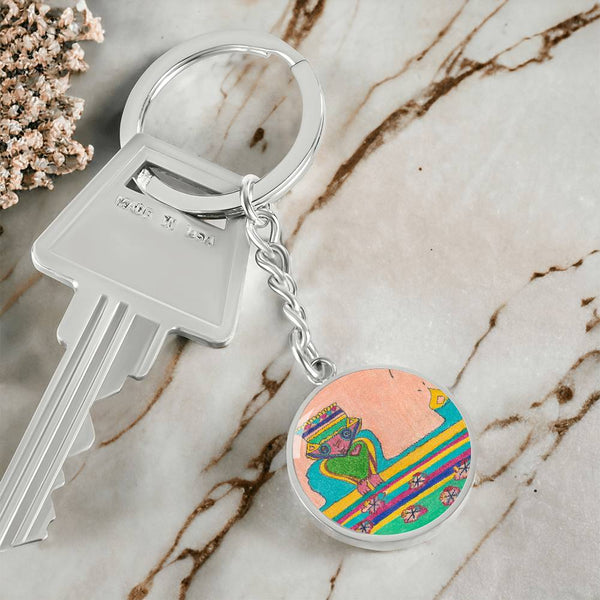 Brave Heart, Graphic Circle Keychain