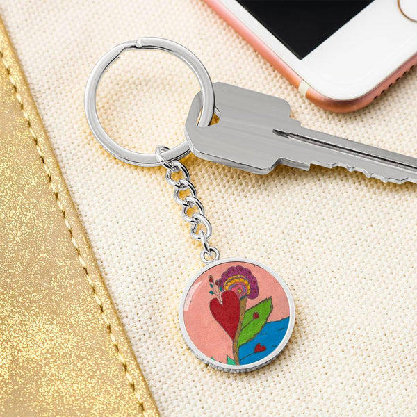 Upright in Heart (My Valentine's) Graphic Circle Keychain