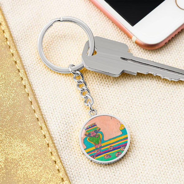 Brave Heart, Graphic Circle Keychain