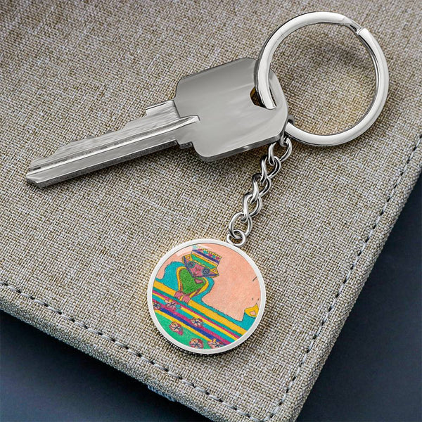 Brave Heart, Graphic Circle Keychain