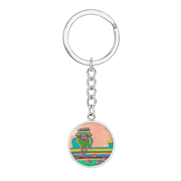 Brave Heart, Graphic Circle Keychain