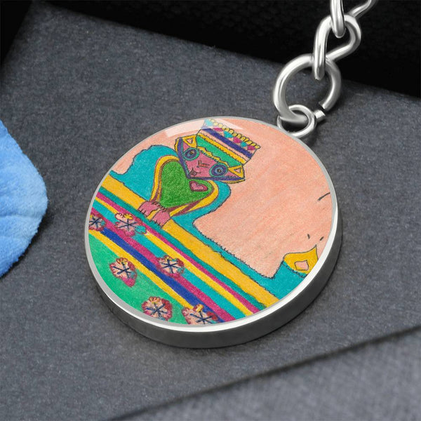Brave Heart, Graphic Circle Keychain