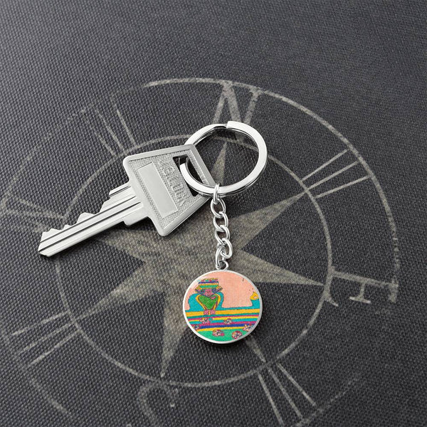 Brave Heart, Graphic Circle Keychain