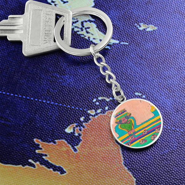 Brave Heart, Graphic Circle Keychain