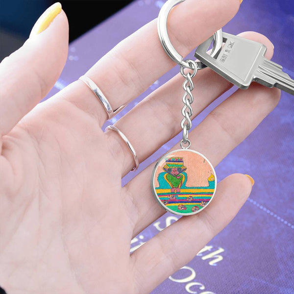 Brave Heart, Graphic Circle Keychain