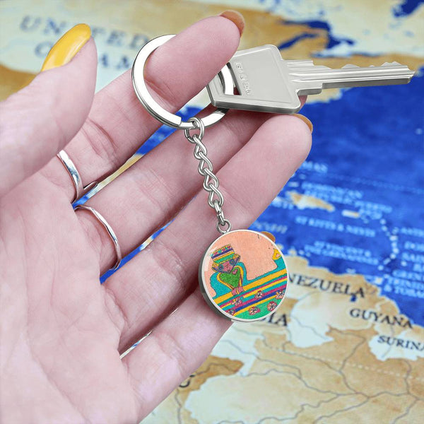 Brave Heart, Graphic Circle Keychain