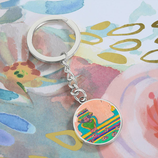 Brave Heart, Graphic Circle Keychain