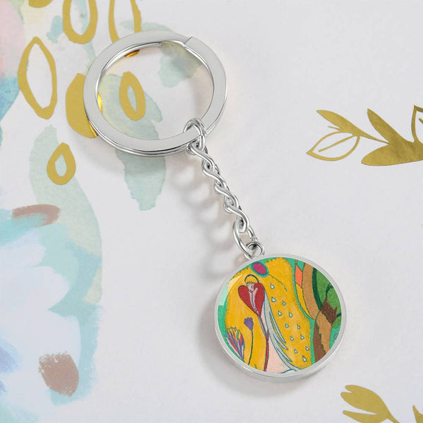 Angel Full of Heart, Graphic Circle Keychain