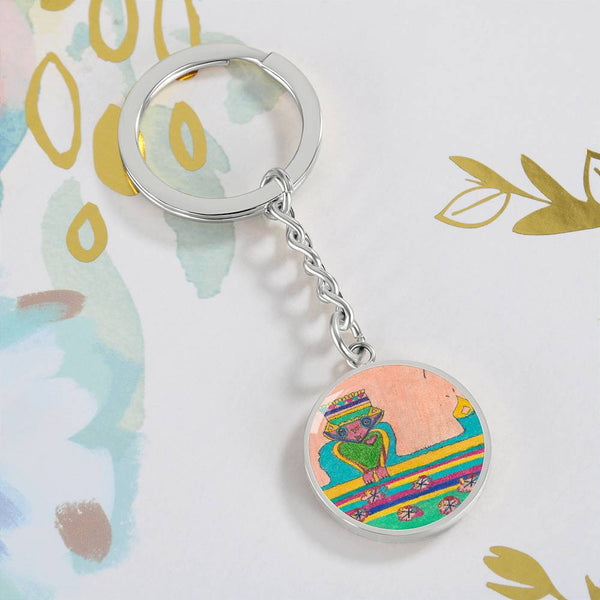Brave Heart, Graphic Circle Keychain