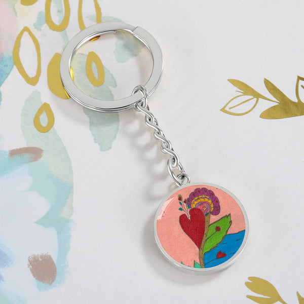 Upright in Heart (My Valentine's) Graphic Circle Keychain