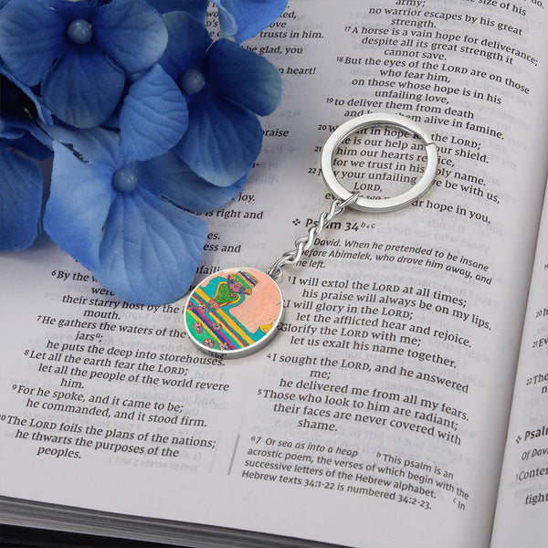 Brave Heart, Graphic Circle Keychain
