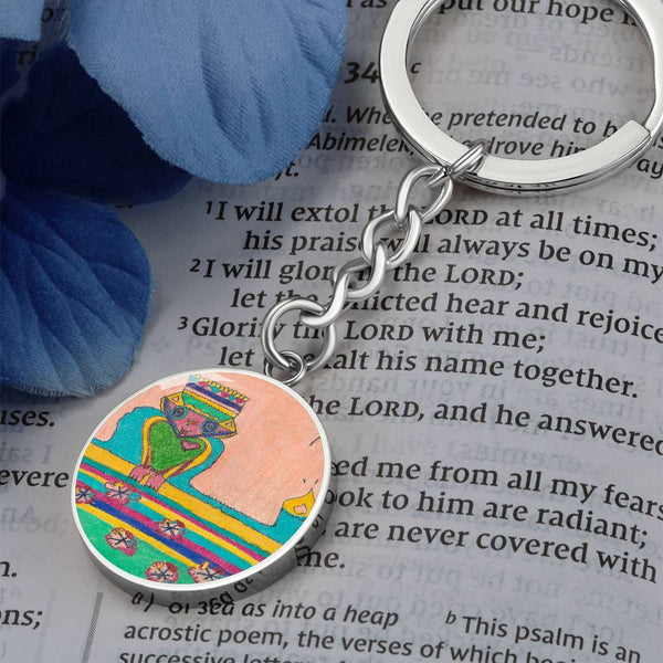 Brave Heart, Graphic Circle Keychain